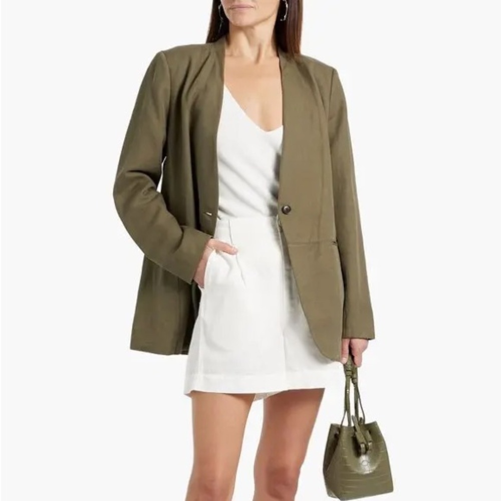 New Alex Mill Janine Twill Blazer Army Green Linen Blend Sz XL